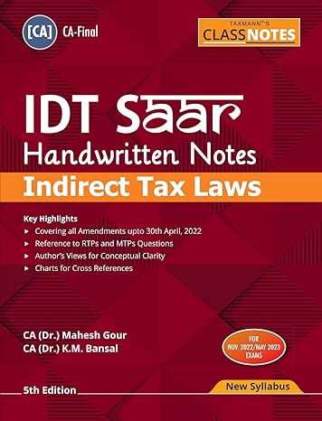 Indirect Tax Laws (IDT) | IDT SAAR | CLASS NOTES